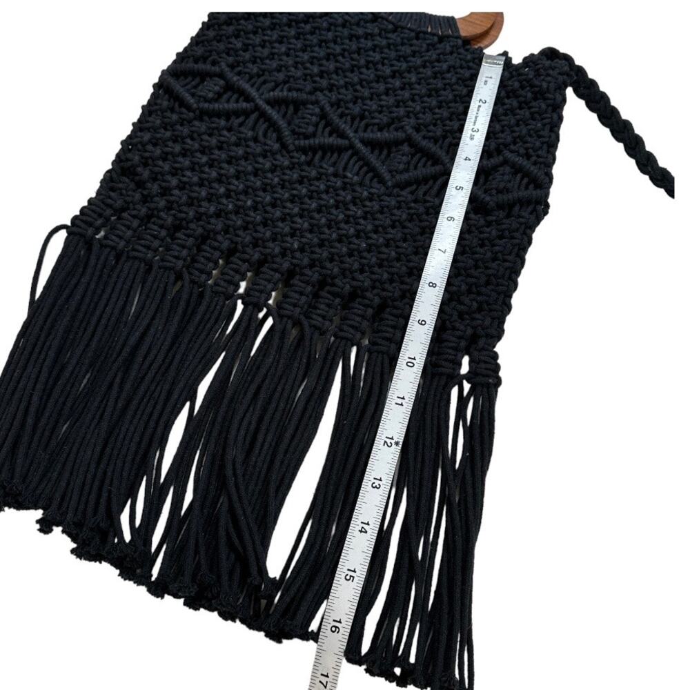 Danielle Nicole Crochet Macrame Hobo Bag Black Bo… - image 7